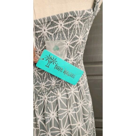 NWT Tiare Hawaii Womens Hollie Maxi Dress Aqua Blue/gray Geo Print One Size All - Picture 3 of 5
